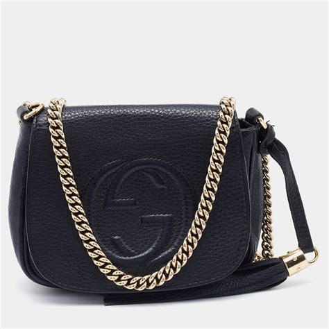 gucci soho mini chain bag black|Gucci soho chain shoulder bag.